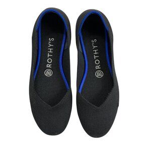 Rothy's Black Flats with Blue Trim